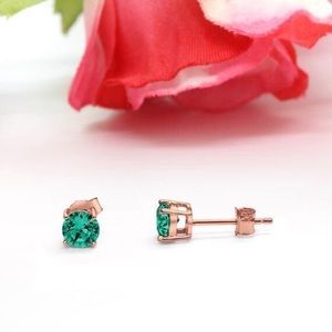 18K ROSE GOLD DIAMOND GREEN EMERALD EARRINGS